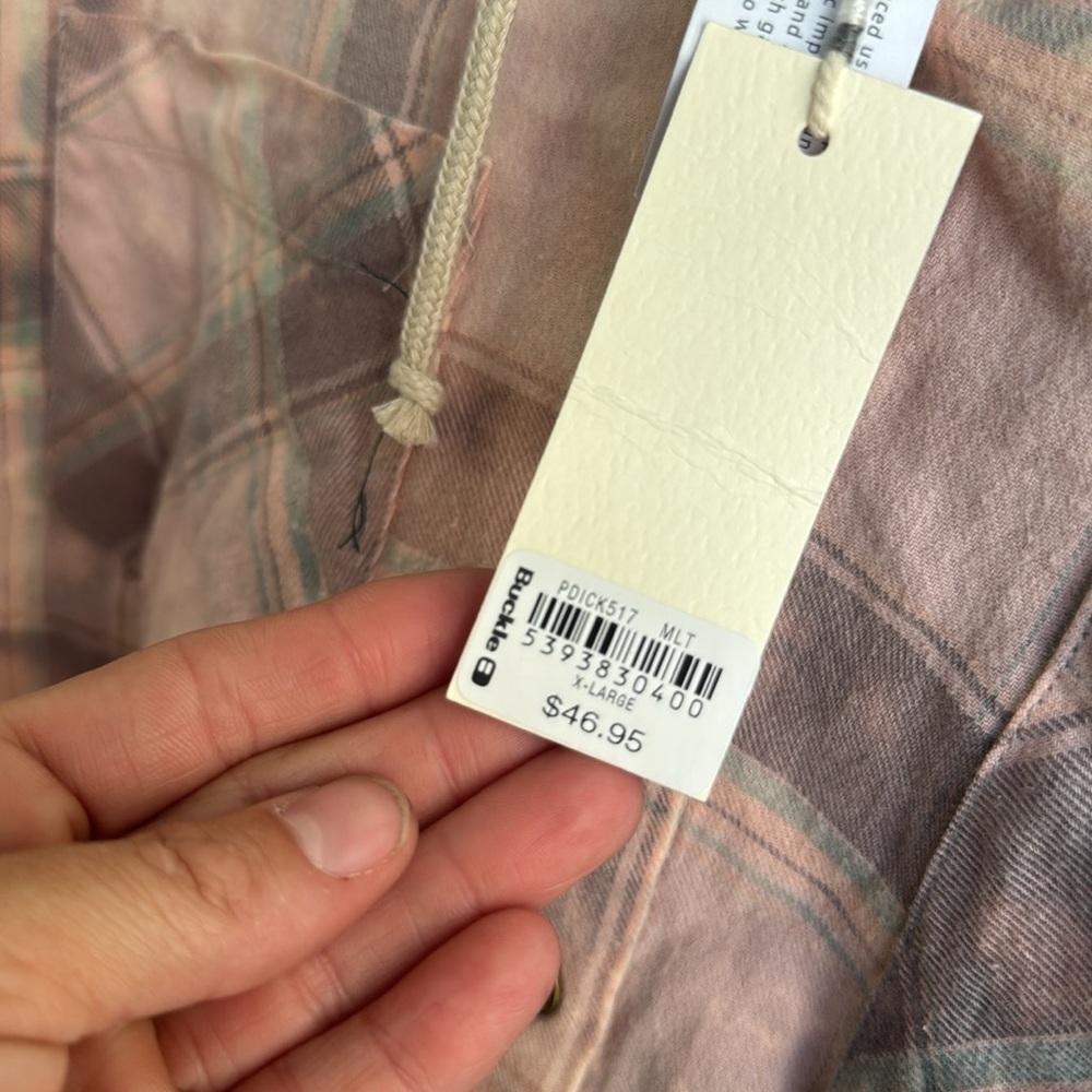 NWT gilded intent cropped flannel Plaid Button-Up - Picture 5 of 5